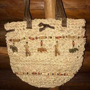 VINTAGE Tribal Bucket Bag Woven & Beaded